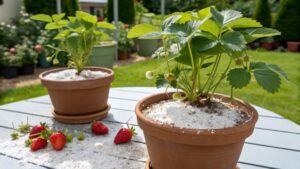 Using Diatomaceous Earth Against Vine Weevils in Potted Strawberries
