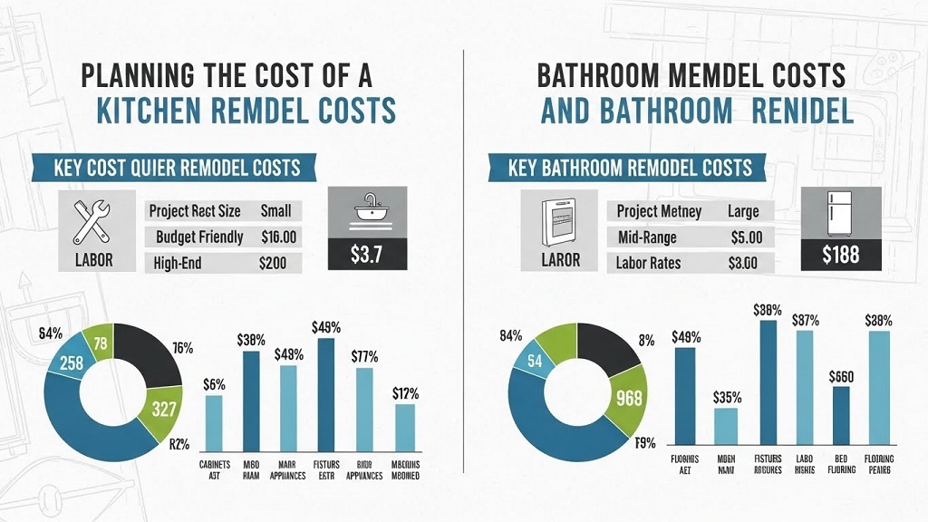 What's the best way to plan my budget if I'm remodeling both spaces simultaneously