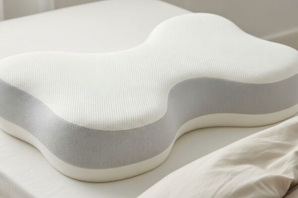Cervical support pillow with contoured design maintaining natural neck curve for back sleepers