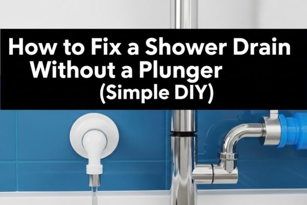 Boiling water poured down a shower drain to remove clog