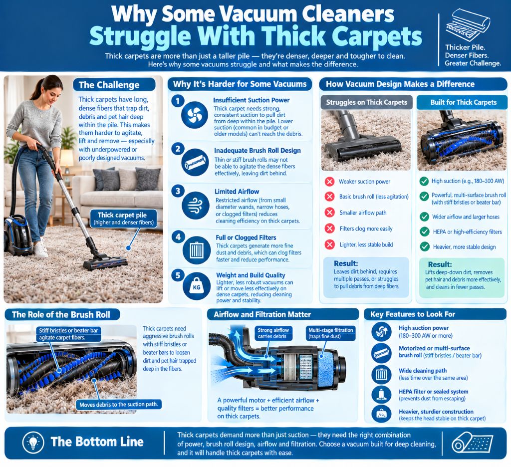 Why vacuum cleaners struggle with thick carpets